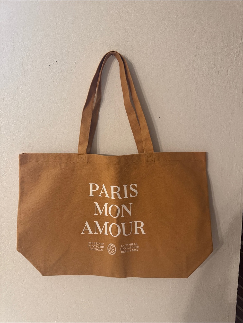 Sezane Tan 'Paris Mon Amour' Canvas Tote